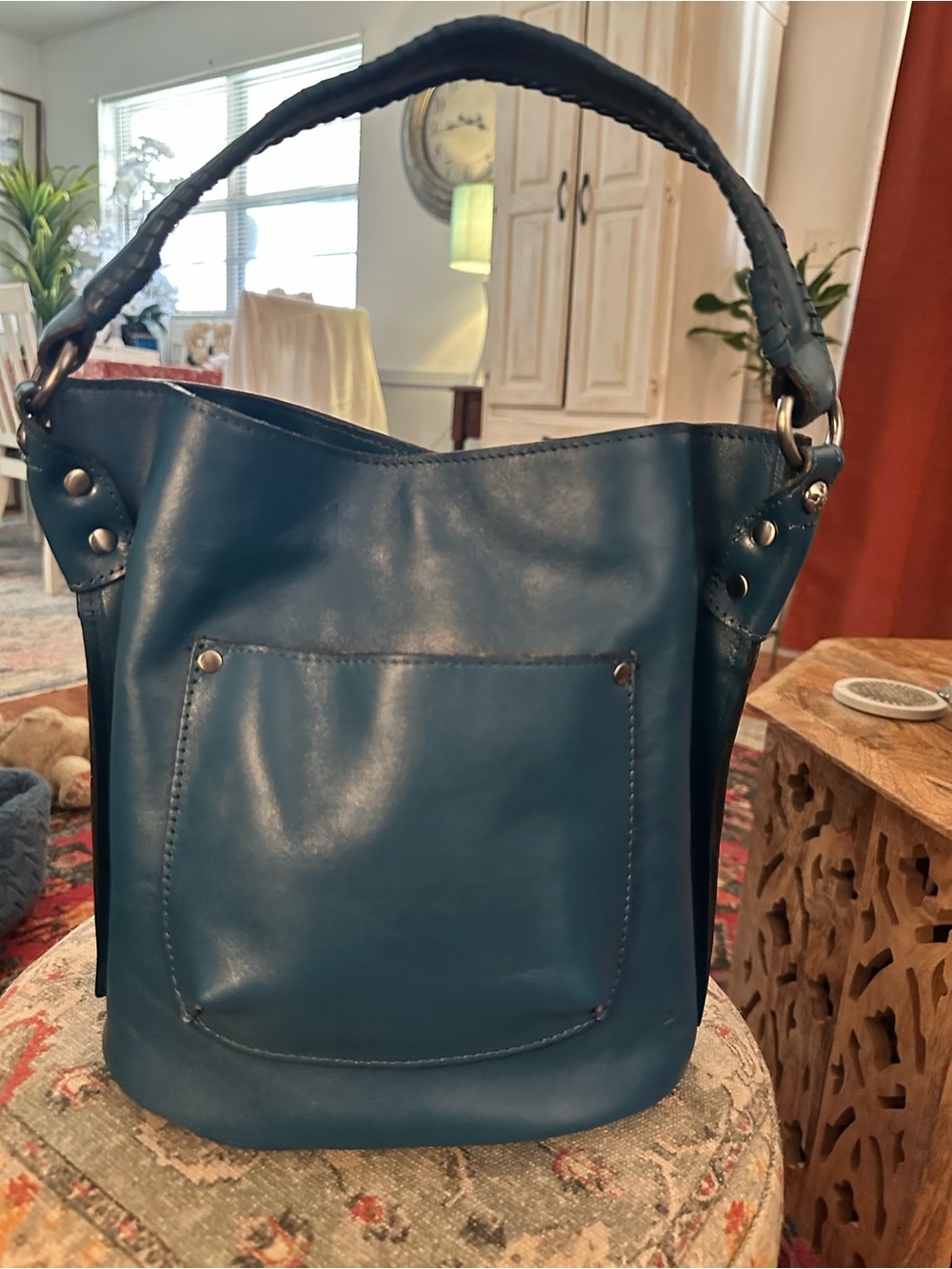 Patricia Nash ‘ Octavia’ Blue Tooled Leather Tassel Hobo Bag. NWOTs - Picture 4 of 14